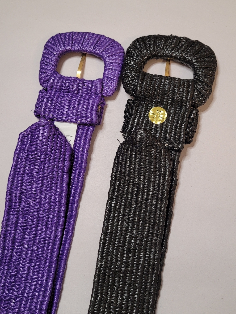 Vintage 80s Belts Purple Black Woven Stretch Size Small - Picture 6 of 8